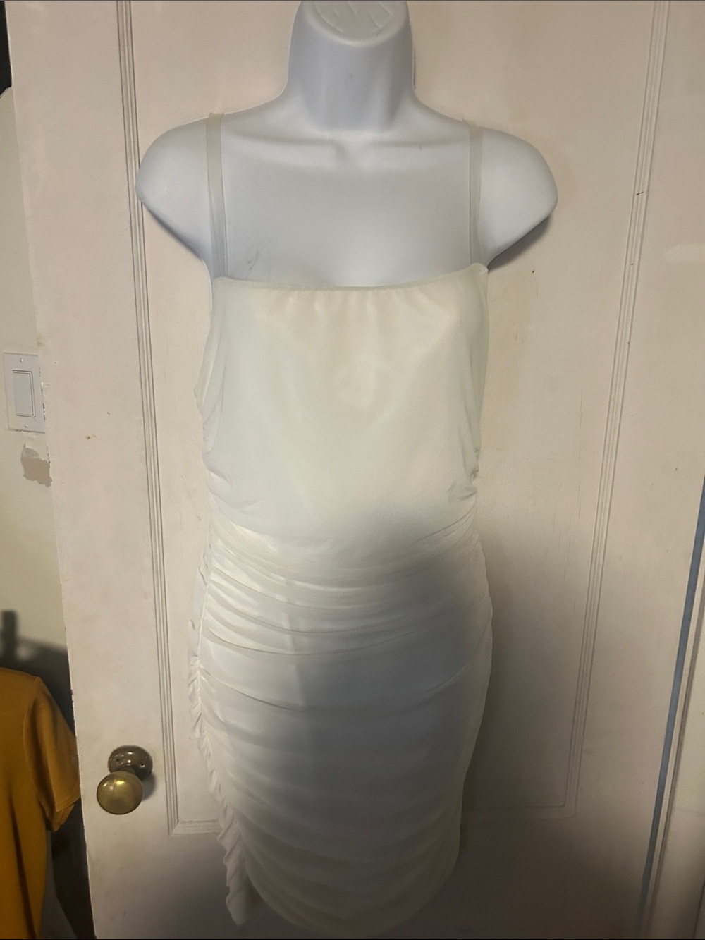 Fashion Nova Ivory Ruched Slip Mini Dress